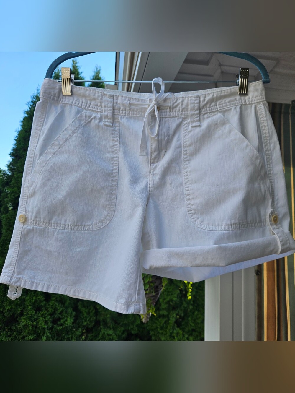 Tommy Hilfiger White Drawstring Roll-Tab Shorts Size 8